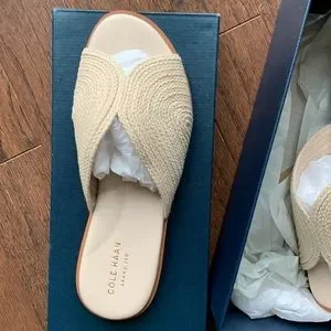 Sandales Cole Haan Ansley Slide En Jute Noir - Taille 6B (US) Neuves En Boîte